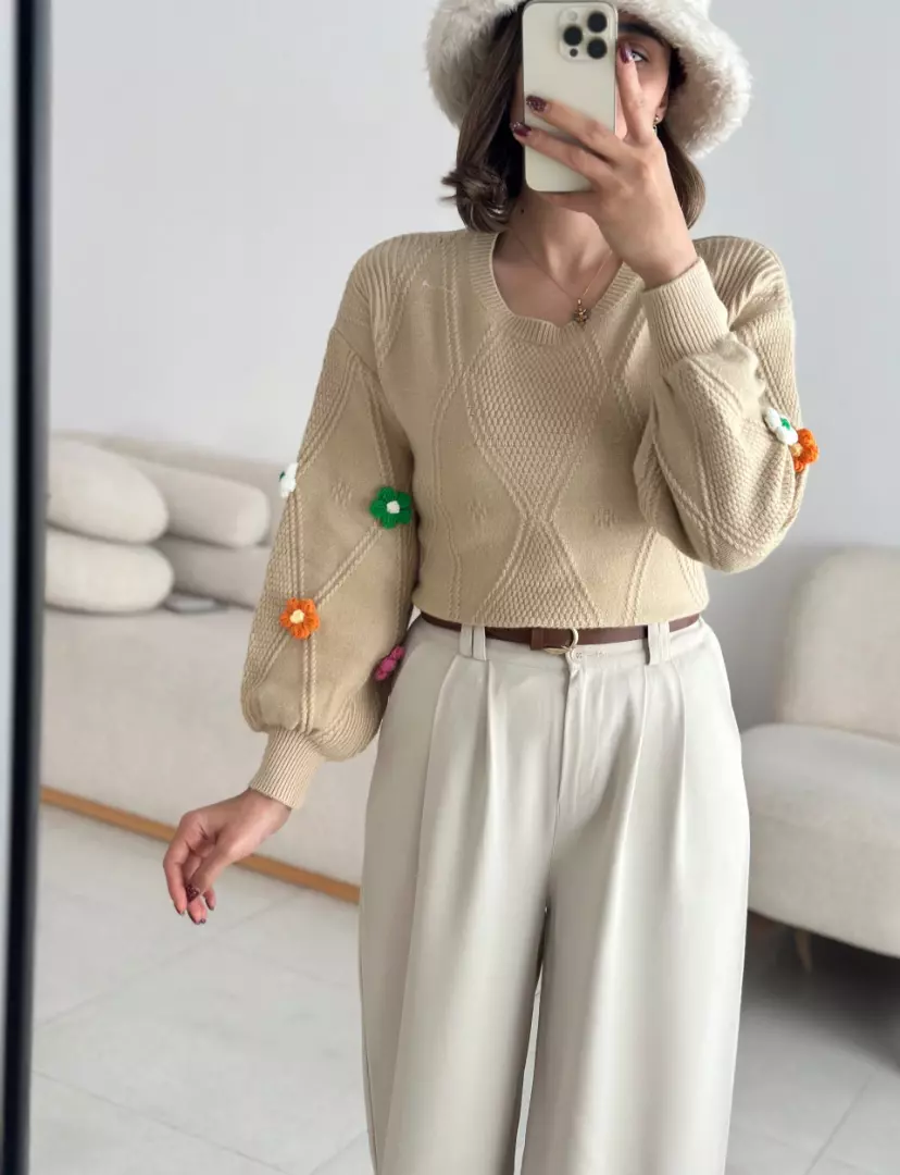 بلوز استین گل 2074