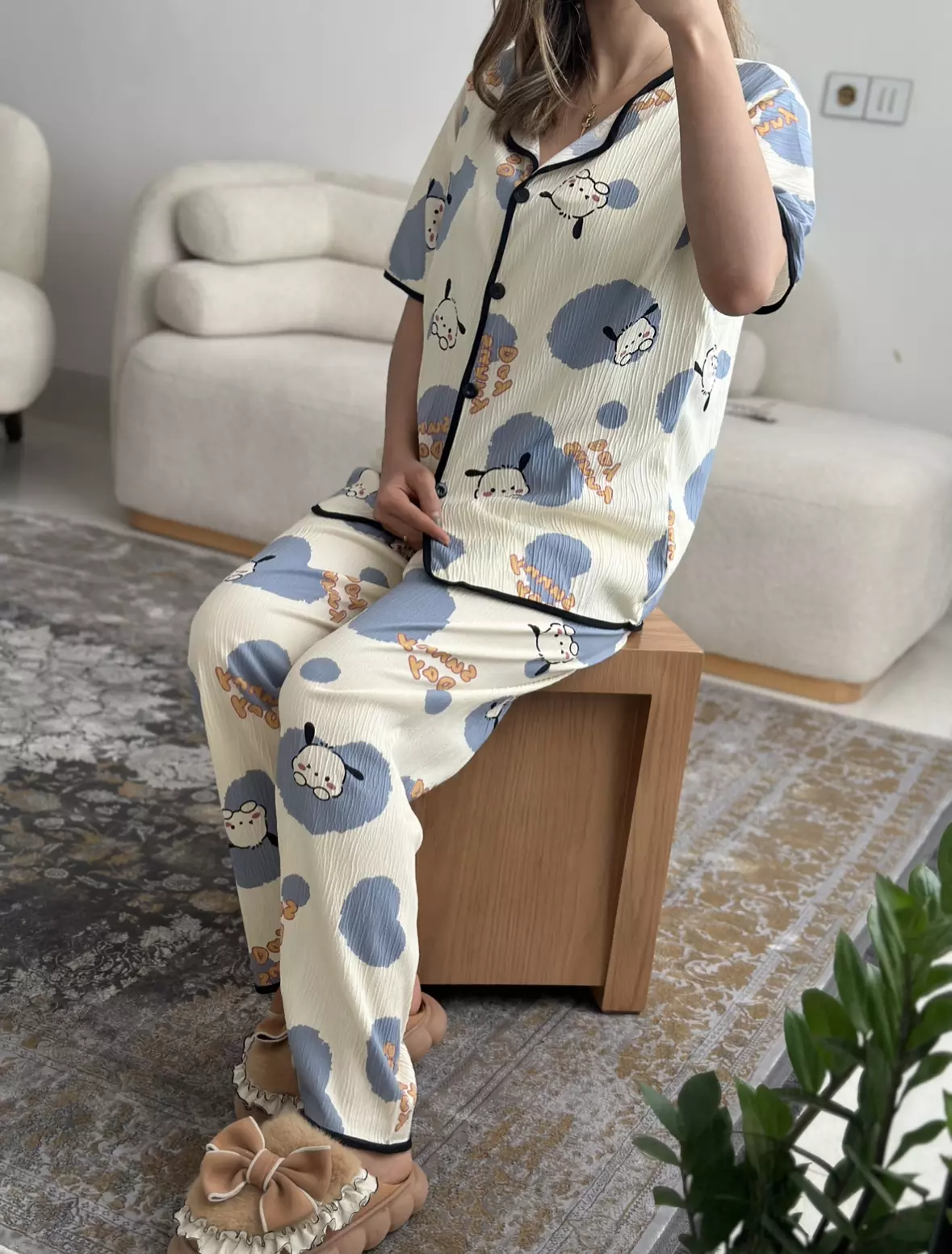 ست بلوز شلوار راحتی کریشه 3174
