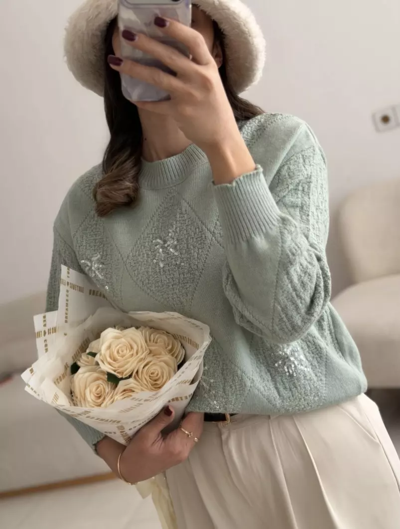 بلوز بافت طرح نخل3445