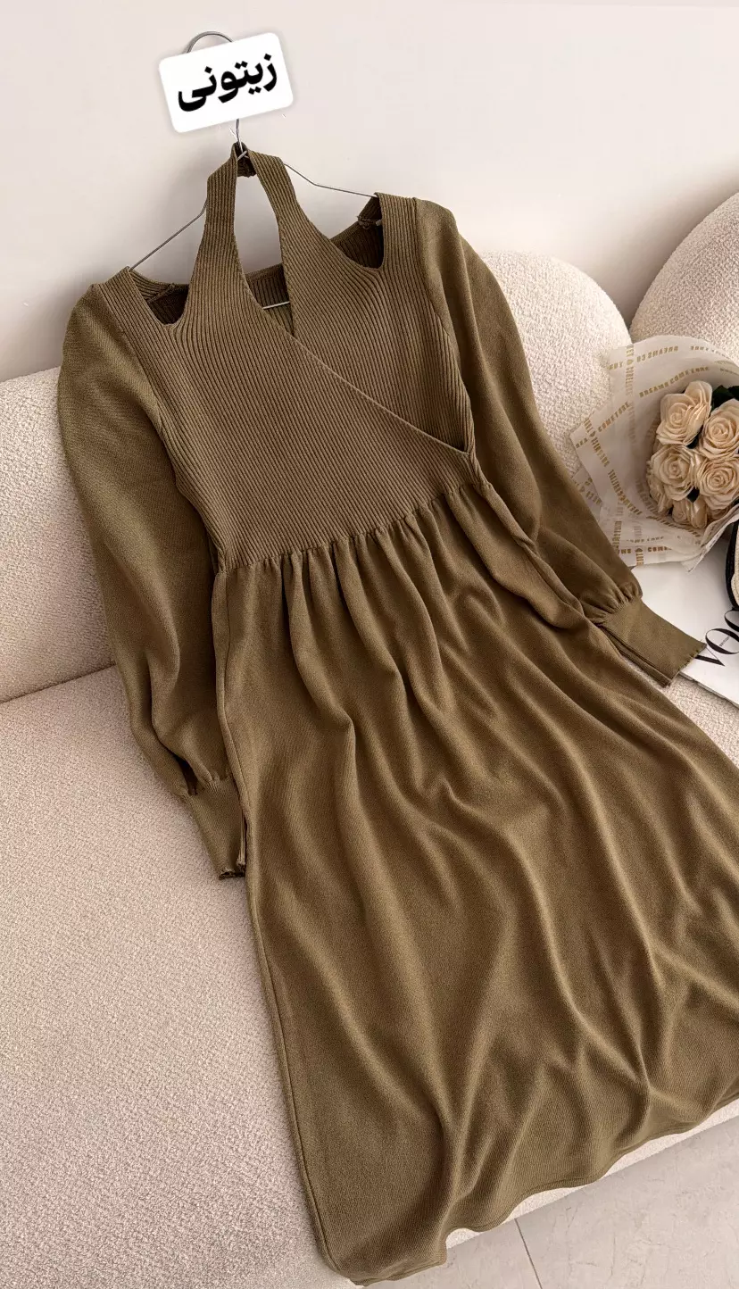 پیراهن بلند سرشانه باز 3486