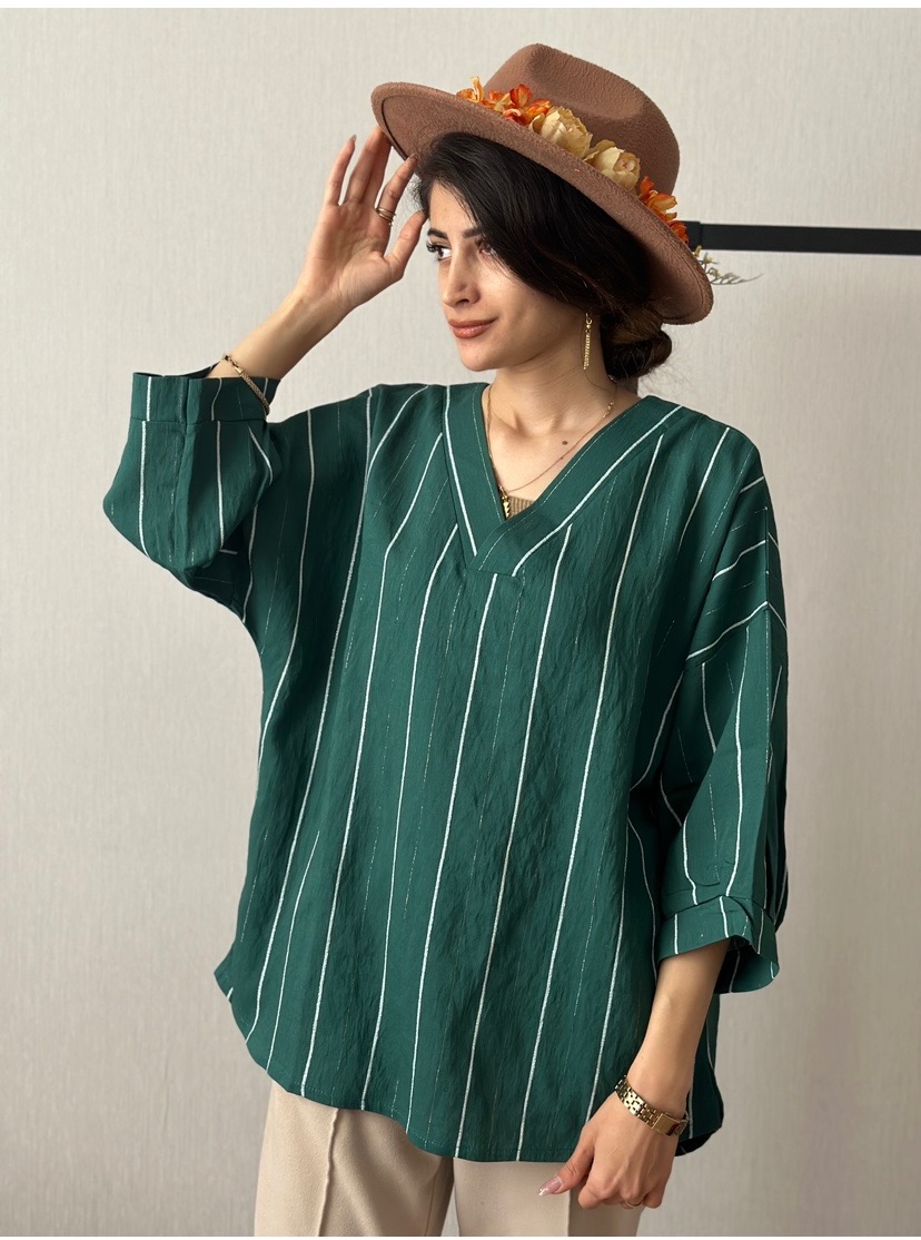 شومیز راه راه یقه هفتی